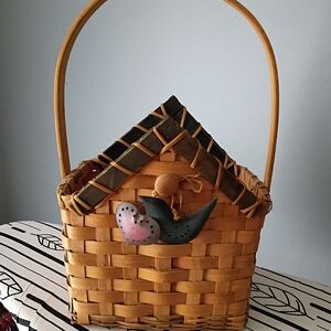 Handcrafted Tan Woven Basket Bag